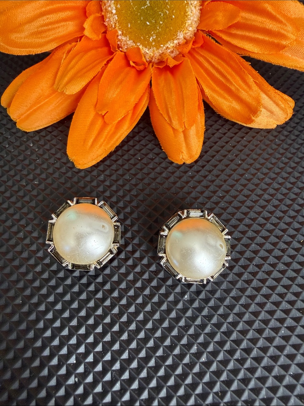 Classic Pearl-Style Silver Tone Clip Earrings - White
